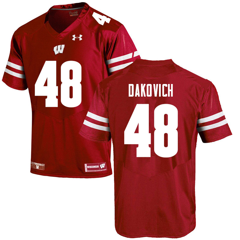 Men #48 Cole Dakovich Wisconsin Badgers College Football Jerseys Sale-Red